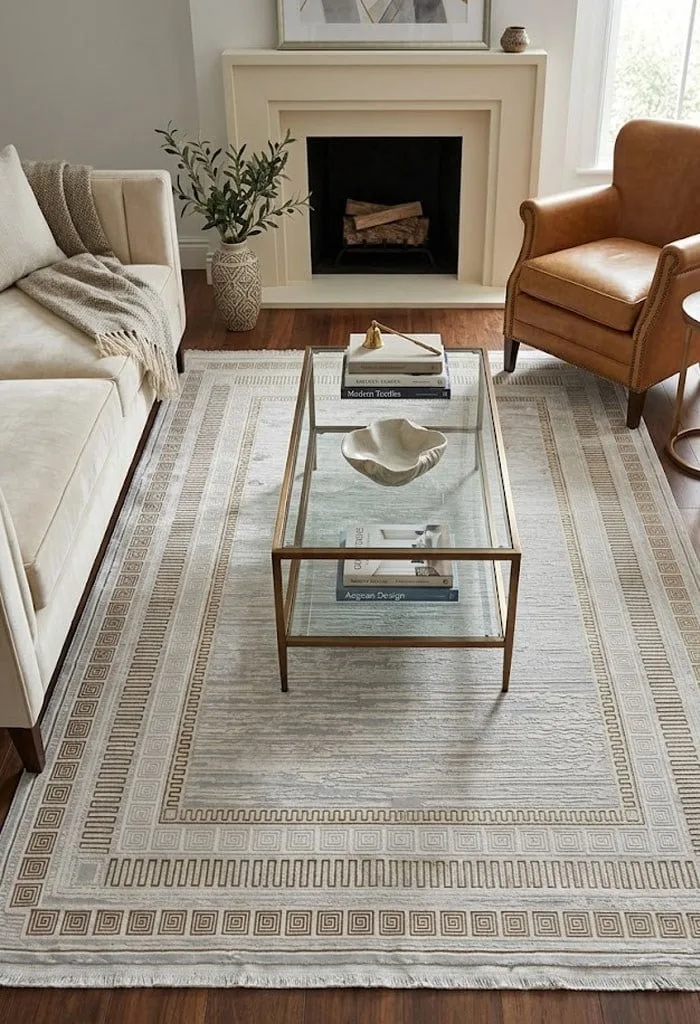 AGAH KF406 Vizion Bordürlü Cream Rug - Sultan Carpet