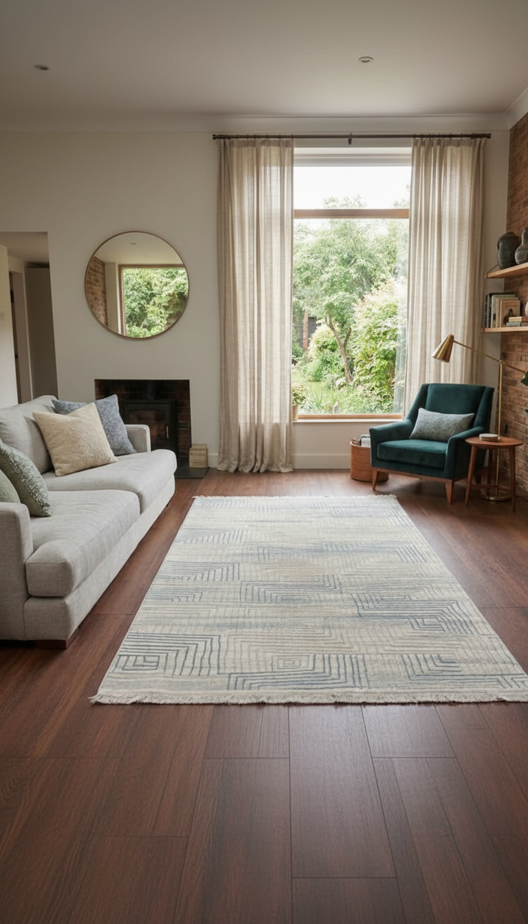 BAHAR Series Cream Blue Soft Gradient Modern Pattern Rug | BT371