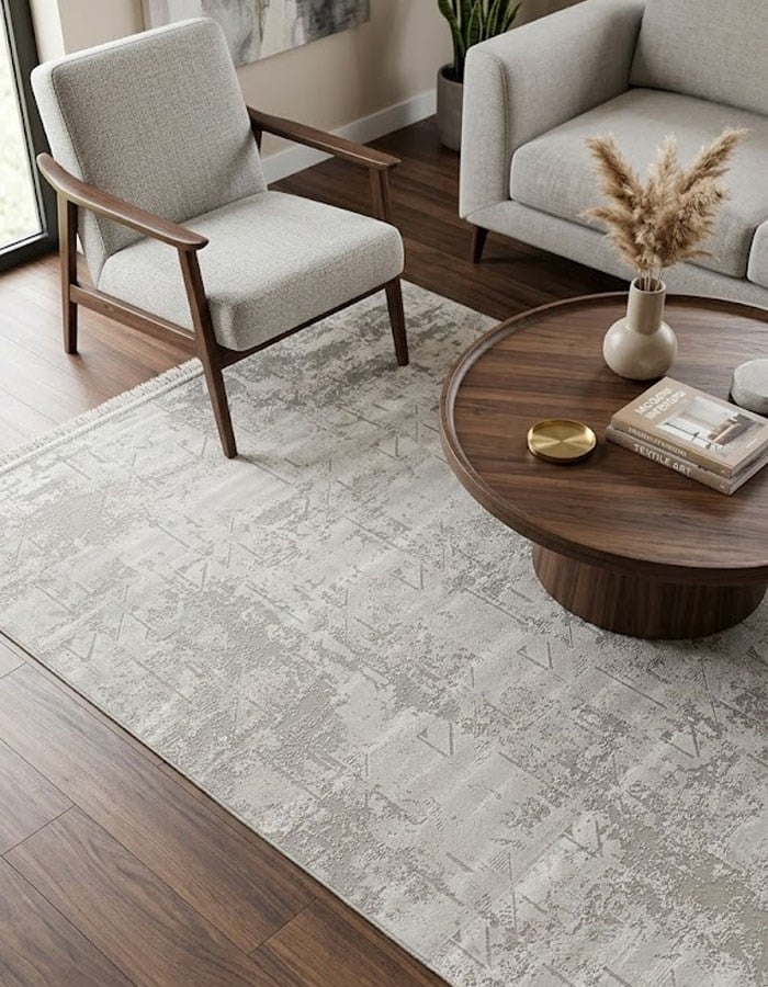 Beliz Viscose Cream Geometric Patterned Anti-Pilling Dust-Repellent Premium Living Room Carpet | 652