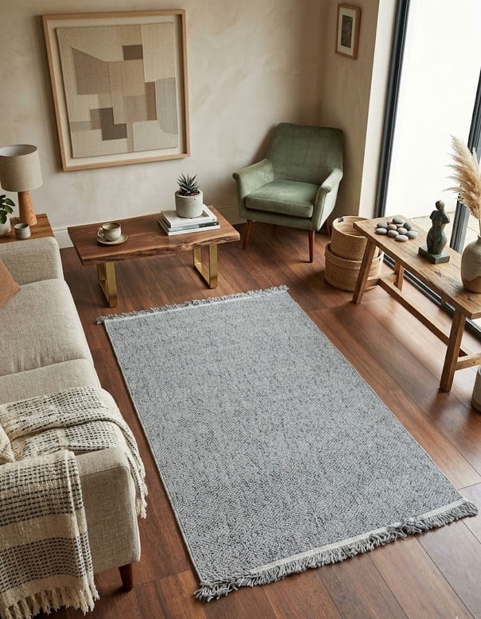 BERFE Series Dark Grey Textured Striped Non-Slip Modern Carpet | 1003