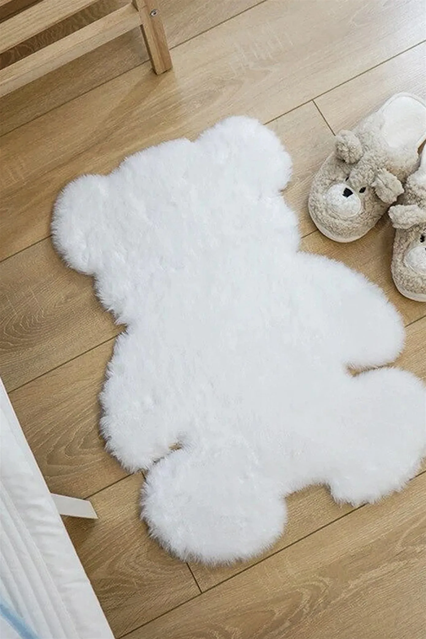 White Bear Shaped Plush Rug