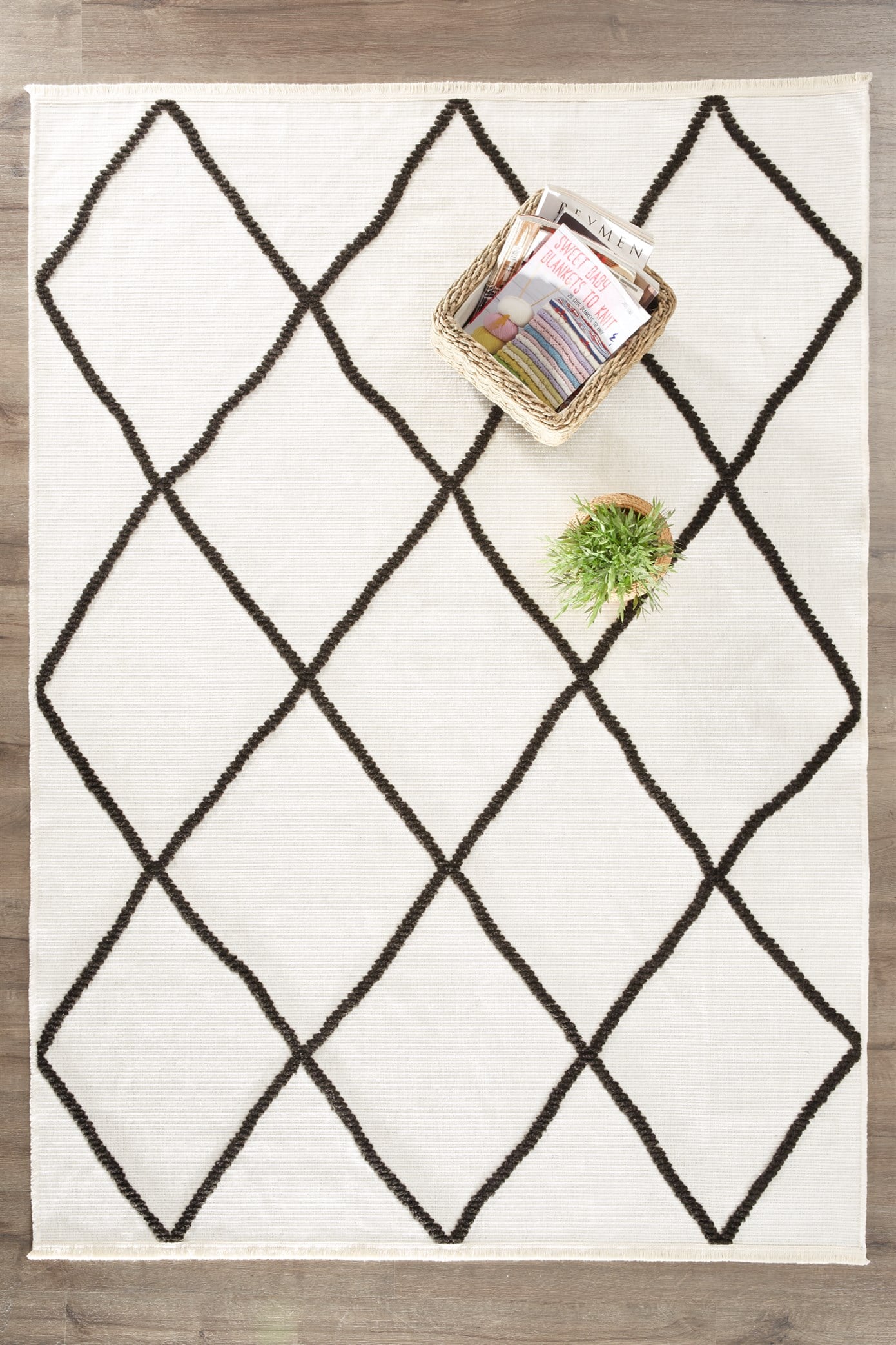 White non-slip bottom Machine Woven Carpet - B498X
