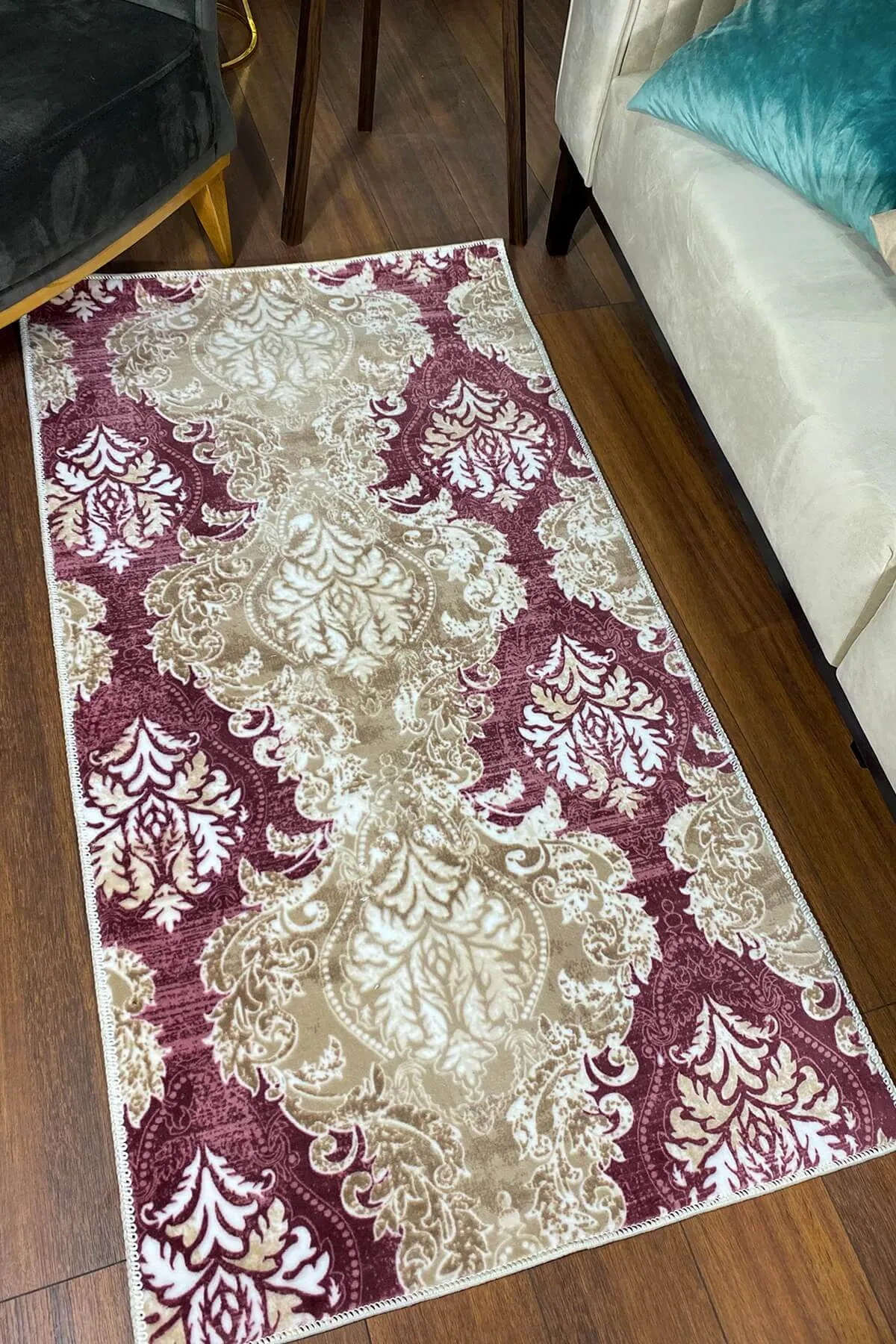 Burgundy Washable Non-Slip Rug