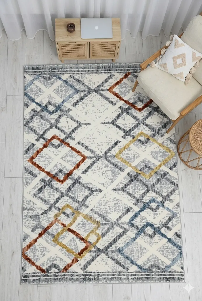 Bubble Color Scandinavian Patterned Machine Woven Modern Living Room Carpet 4022 | Sultan Halı