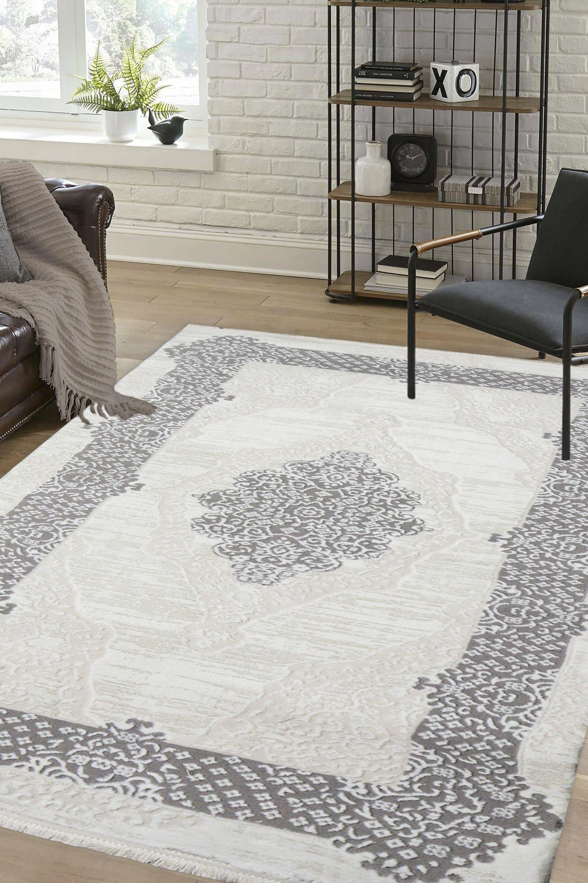 Crown 4011 GRİ Series Machine Woven Modern Living Room Carpet | Sultan Halı