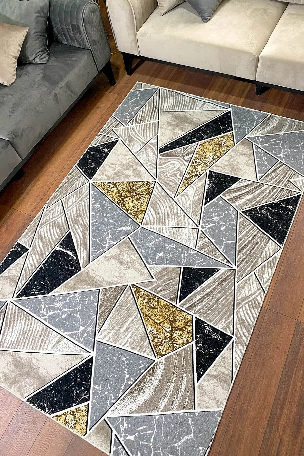 Dante Gold Washable Colorful Non-Slip Rug