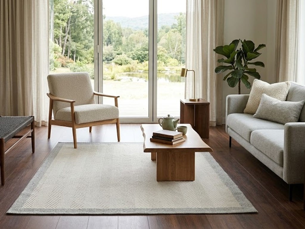 Deep Sisal Grey Bordered Cream Fishback Jute Sisal Decorative Non-slip Washable Rug | ST01