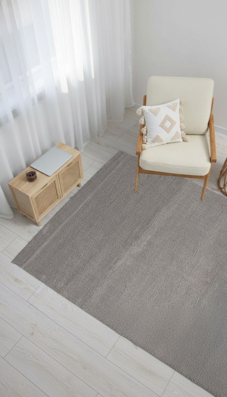 Dream Color Gri Non-Slip Machine Washable Rug with Soft Surface