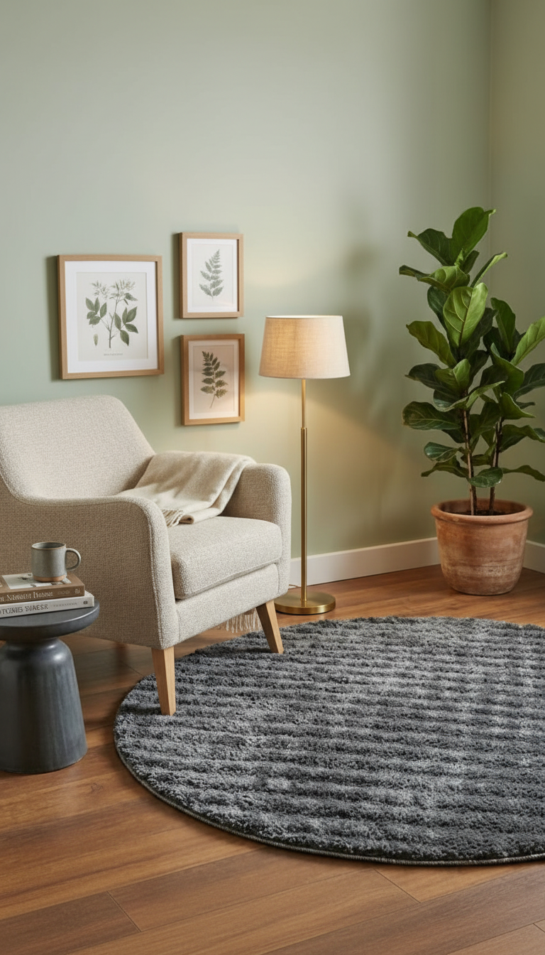 Dream Soft Yuvarlak Antrasit Desenli Yumuşak Yüzeyli Kaymaz Makinede Yıkanabilir Halı