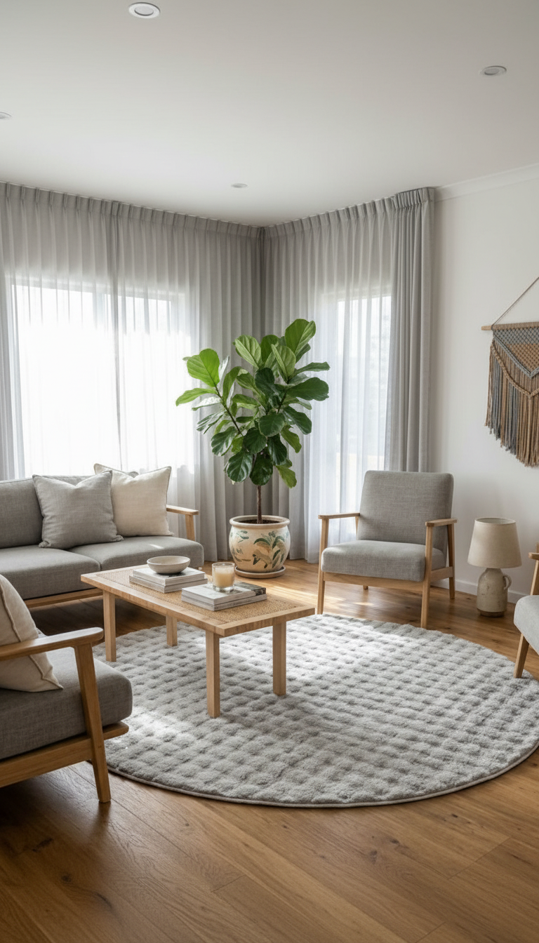 Dream Soft Yuvarlak Gri Desenli Yumuşak Yüzeyli Kaymaz Makinede Yıkanabilir Halı