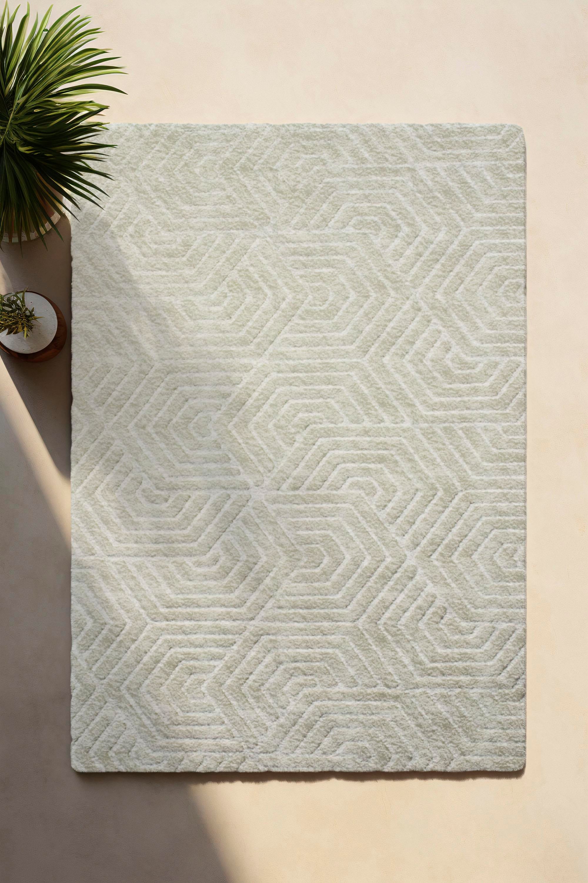 Emboss Series Cream Non-Slip Plush Rug