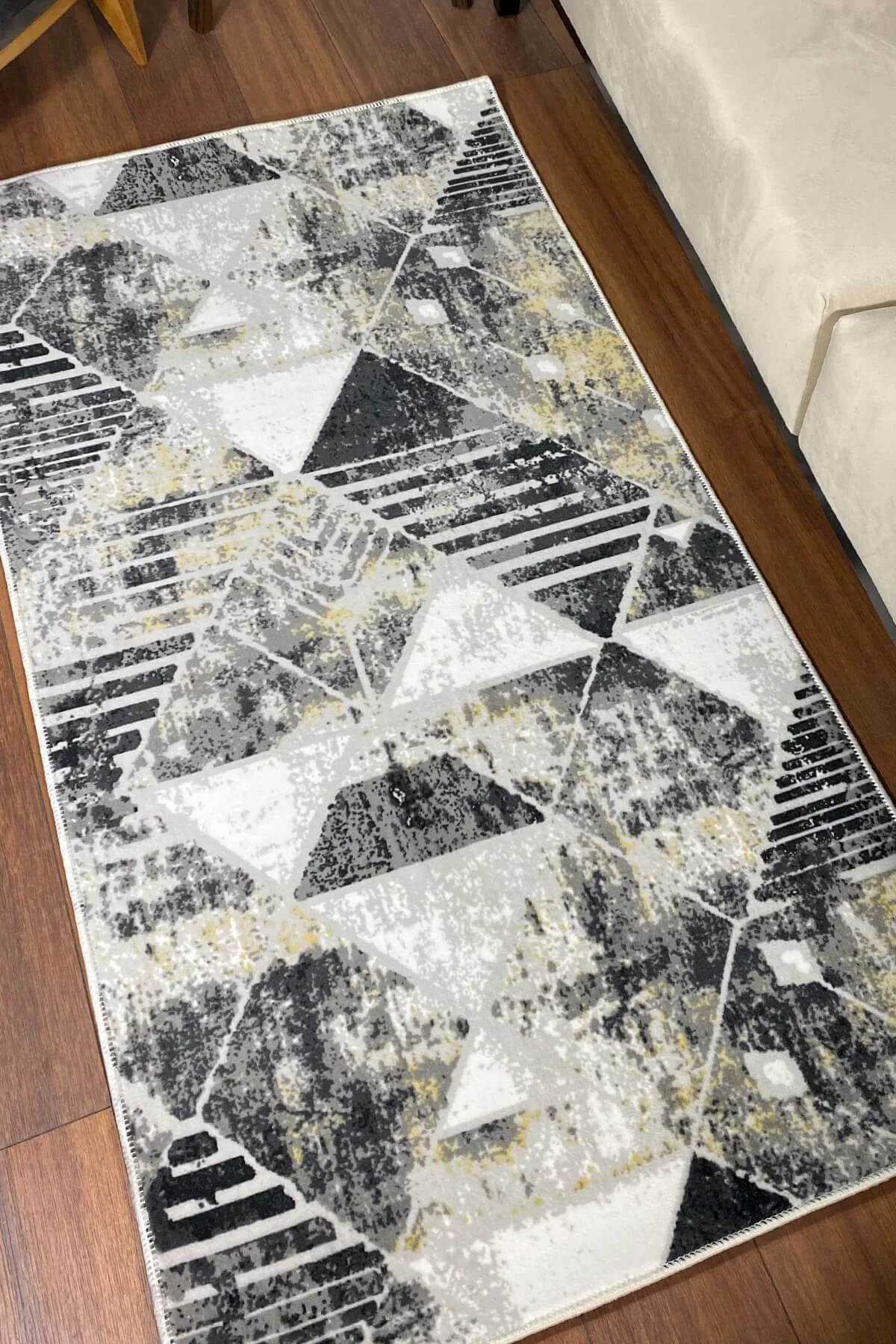 Grey Gold Washable Non-Slip Carpet