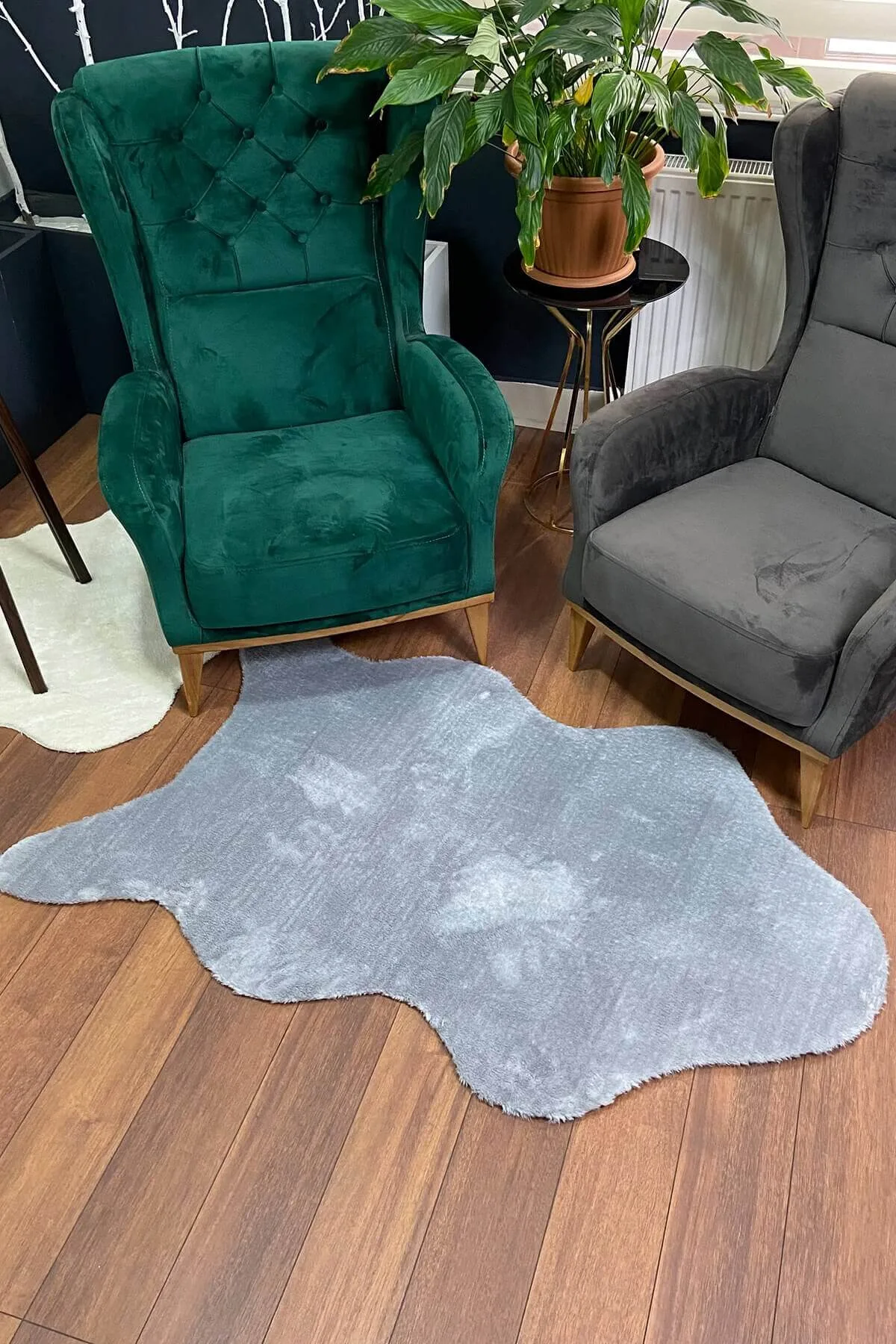 Grey Non-Slip Plush Carpet with Soft Surface