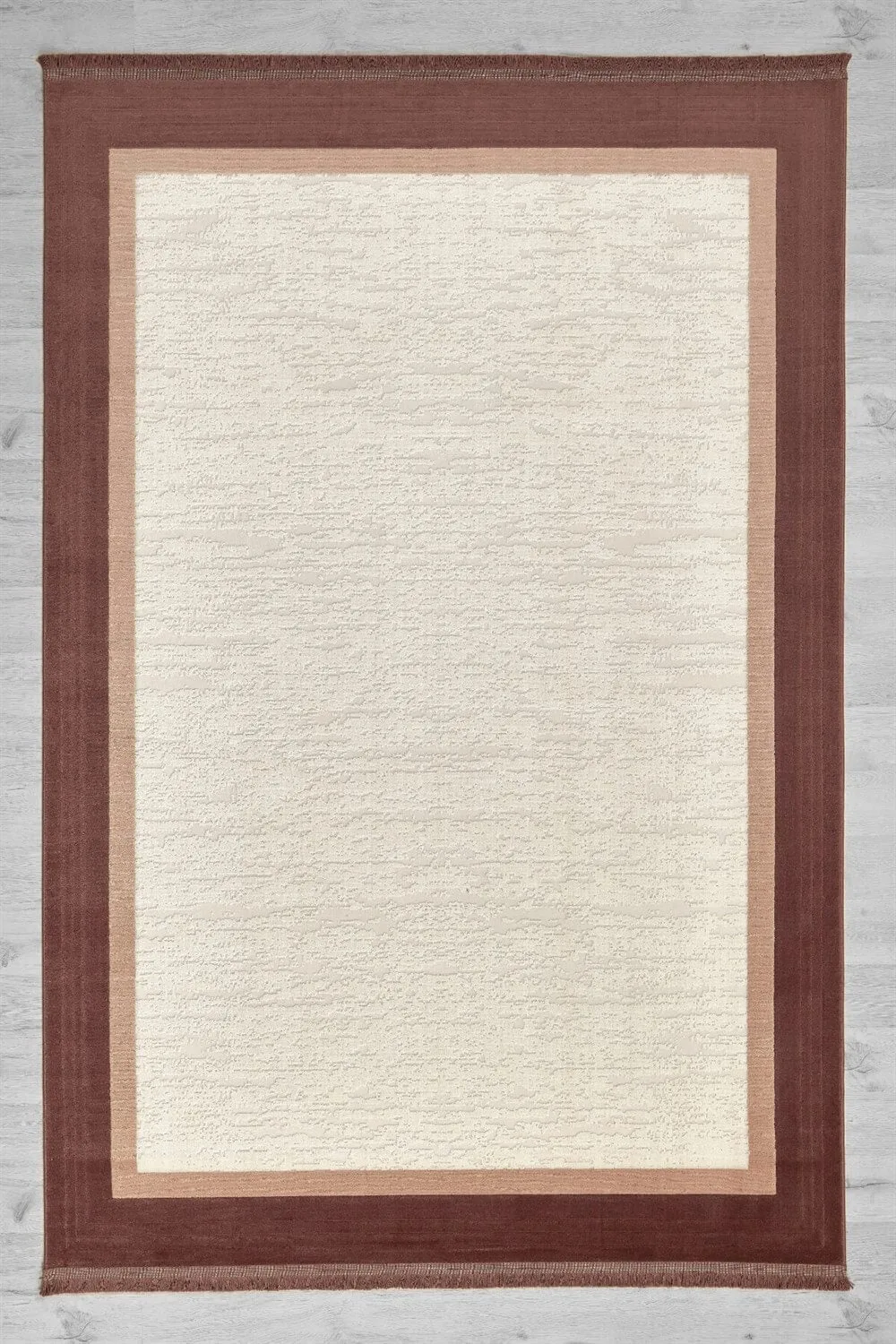Rose Colored Framed Non-Slip Dust-Free Machine Woven Carpet