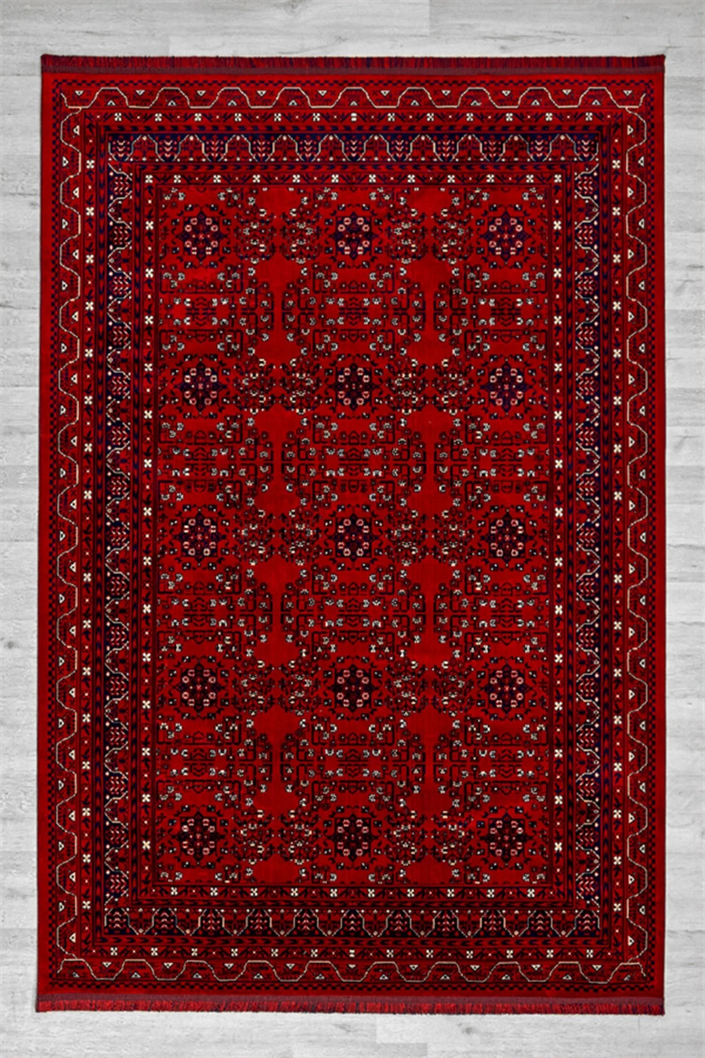 Red Washable Authentic Woven Afghan Pattern Rug 02