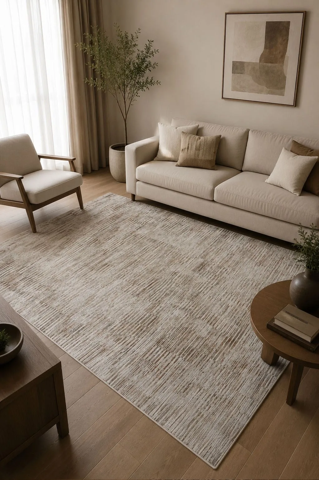 Lidya Never Gets Stained or Matted Modern Rug - Cream Beige Y0766