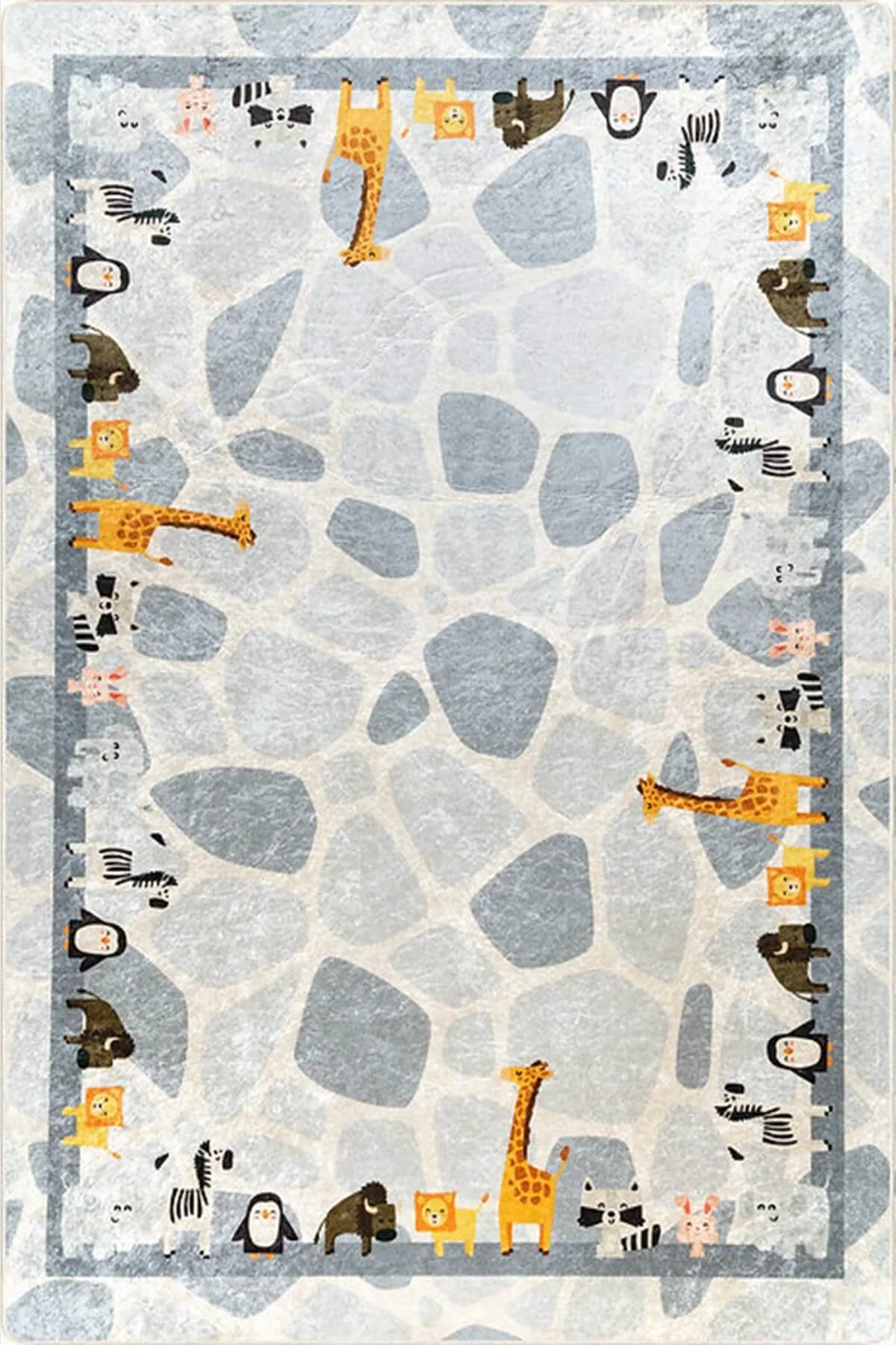 Blue Animal Figures Children's Room Rug - 4005