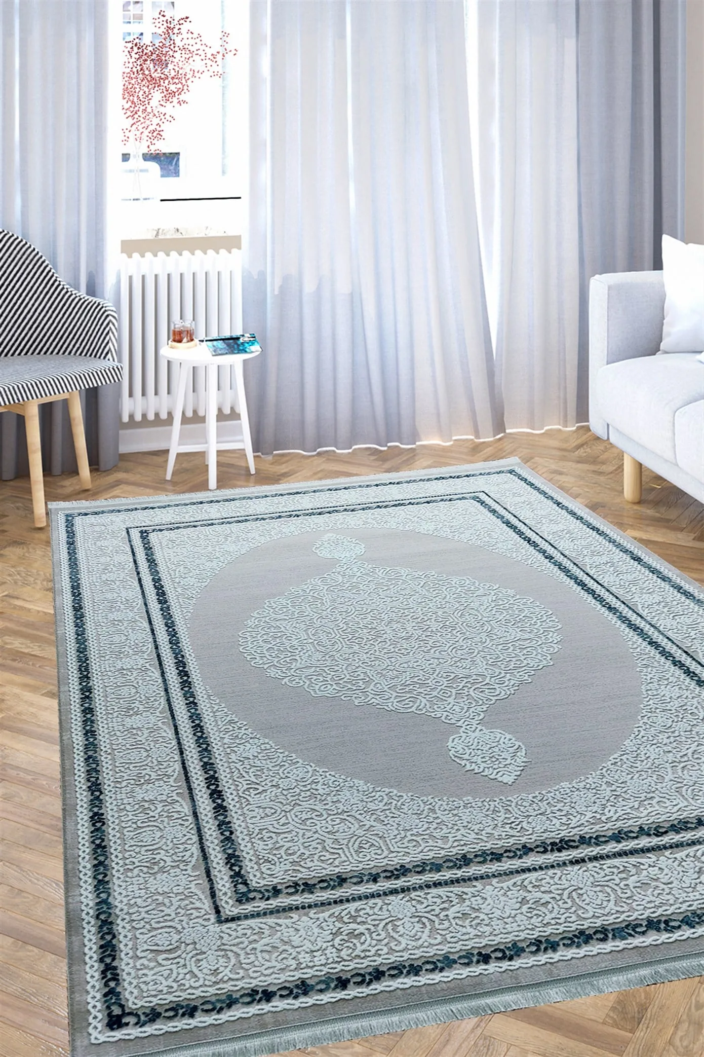 Blue Colorful Acrylic Living Room Carpet
