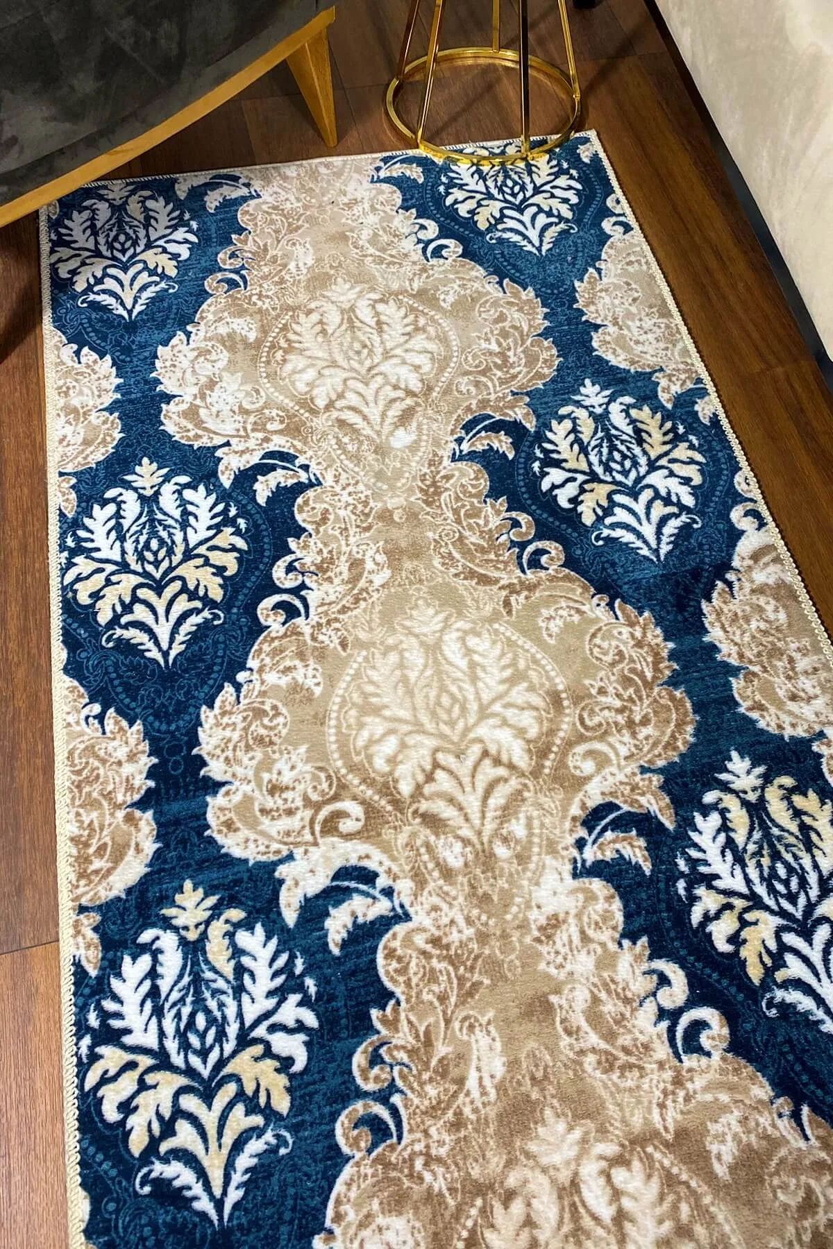 Washable Blue Non-Slip Carpet
