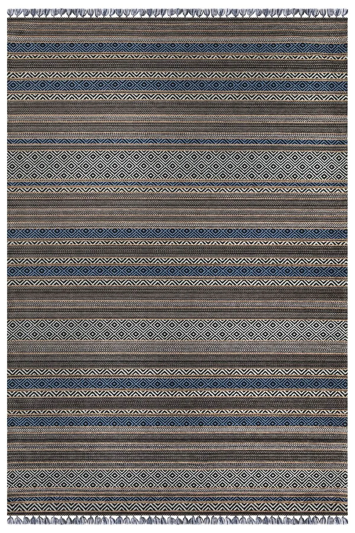 Blue Washable Non-Slip Machine Woven Kilim