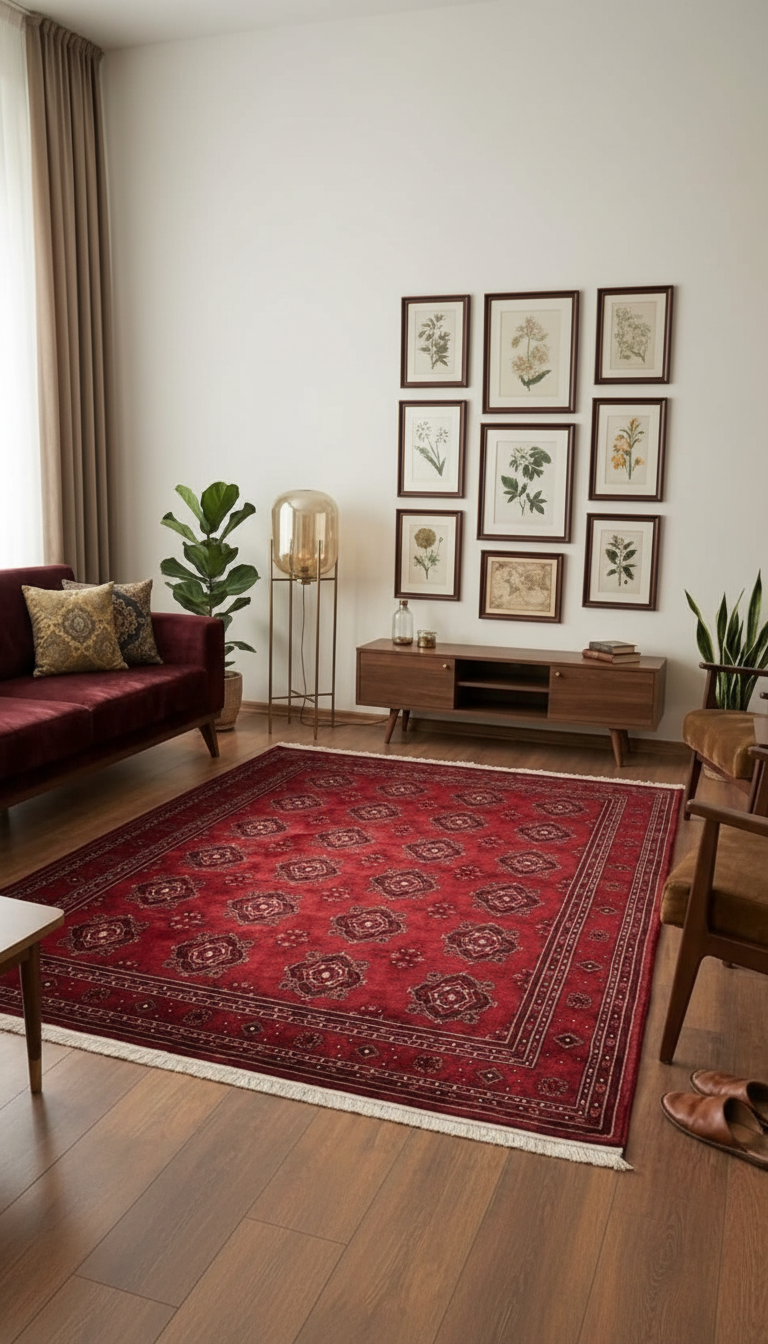 NAKIŞ Series Red Patterned Elegant Living Room Carpet | AF304 RED