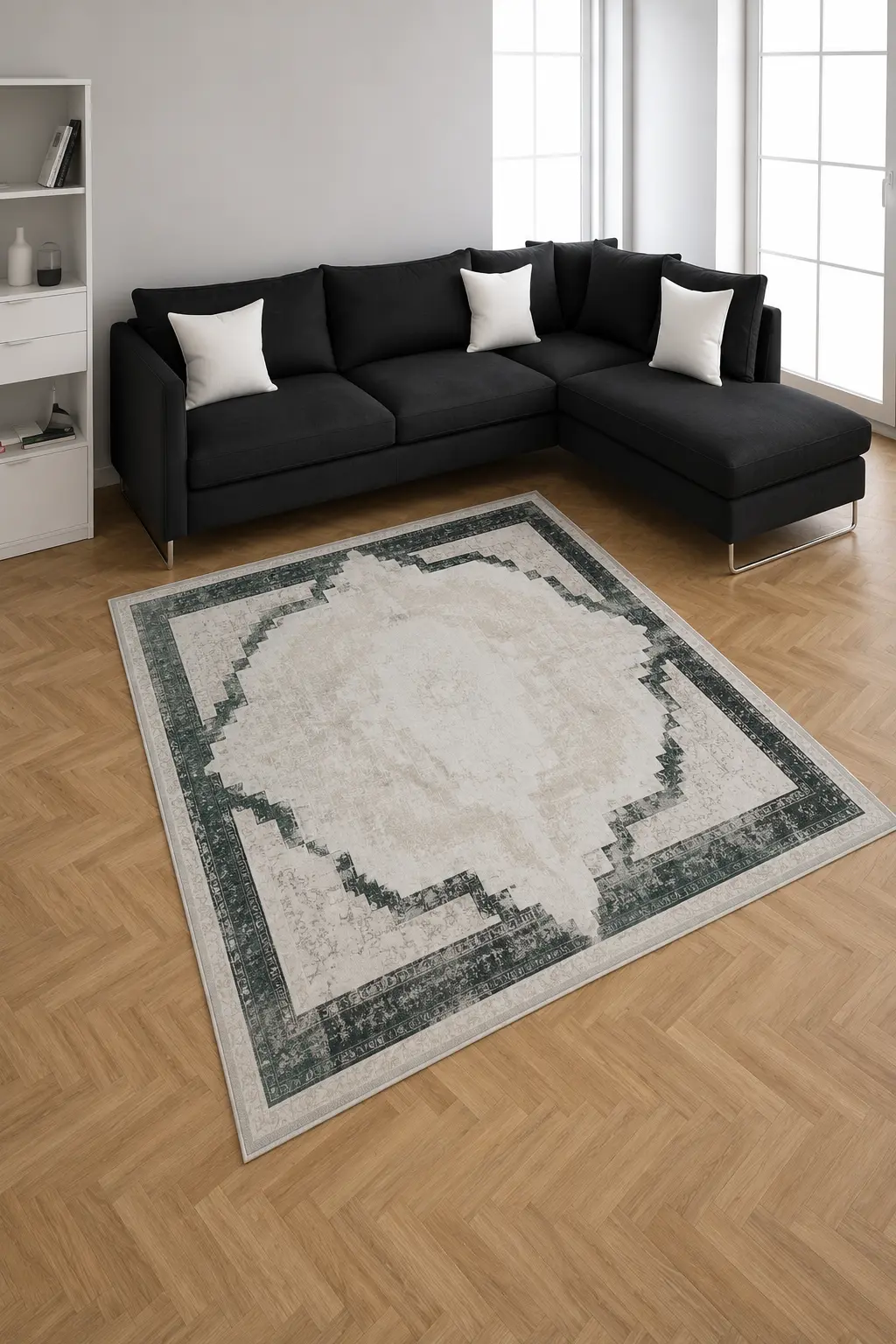 Nostalgia Series Framed Classic Patterned non-slip bottom Machine Woven Rug | 13481