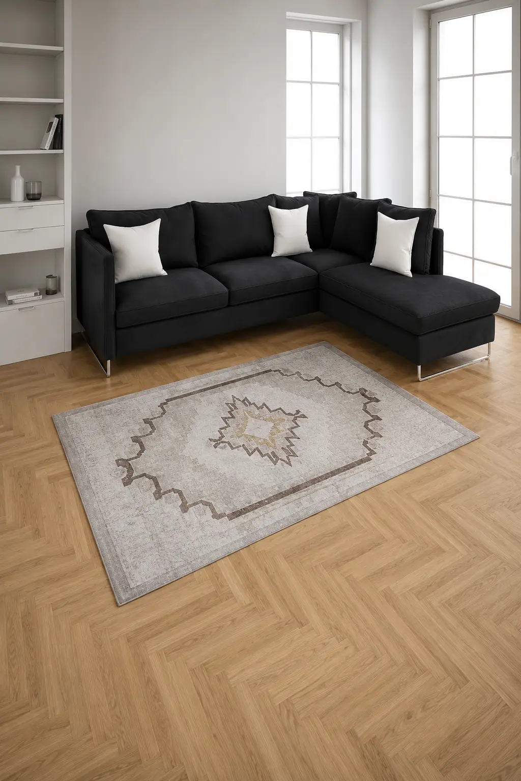 Nostalji Series Classic Patterned non-slip bottom Machine Woven Carpet | 13455