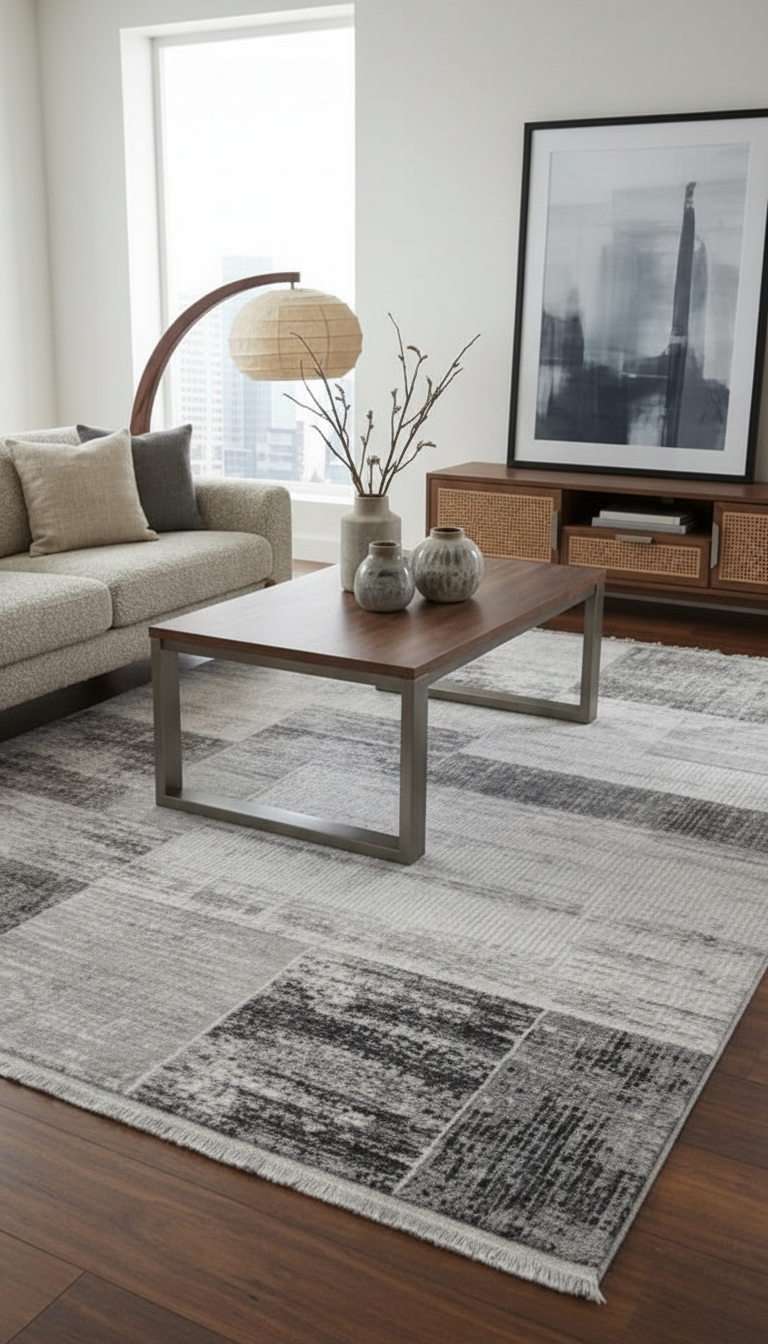 PARLA Series Modern Geometric Patterned Grey Anthracite Carpet | LZ312A