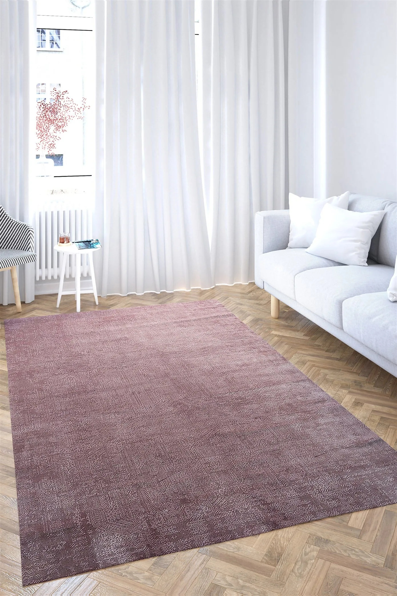 Rose Rengi Vintage Model Altı Kaymaz Makine Dokuma Halı