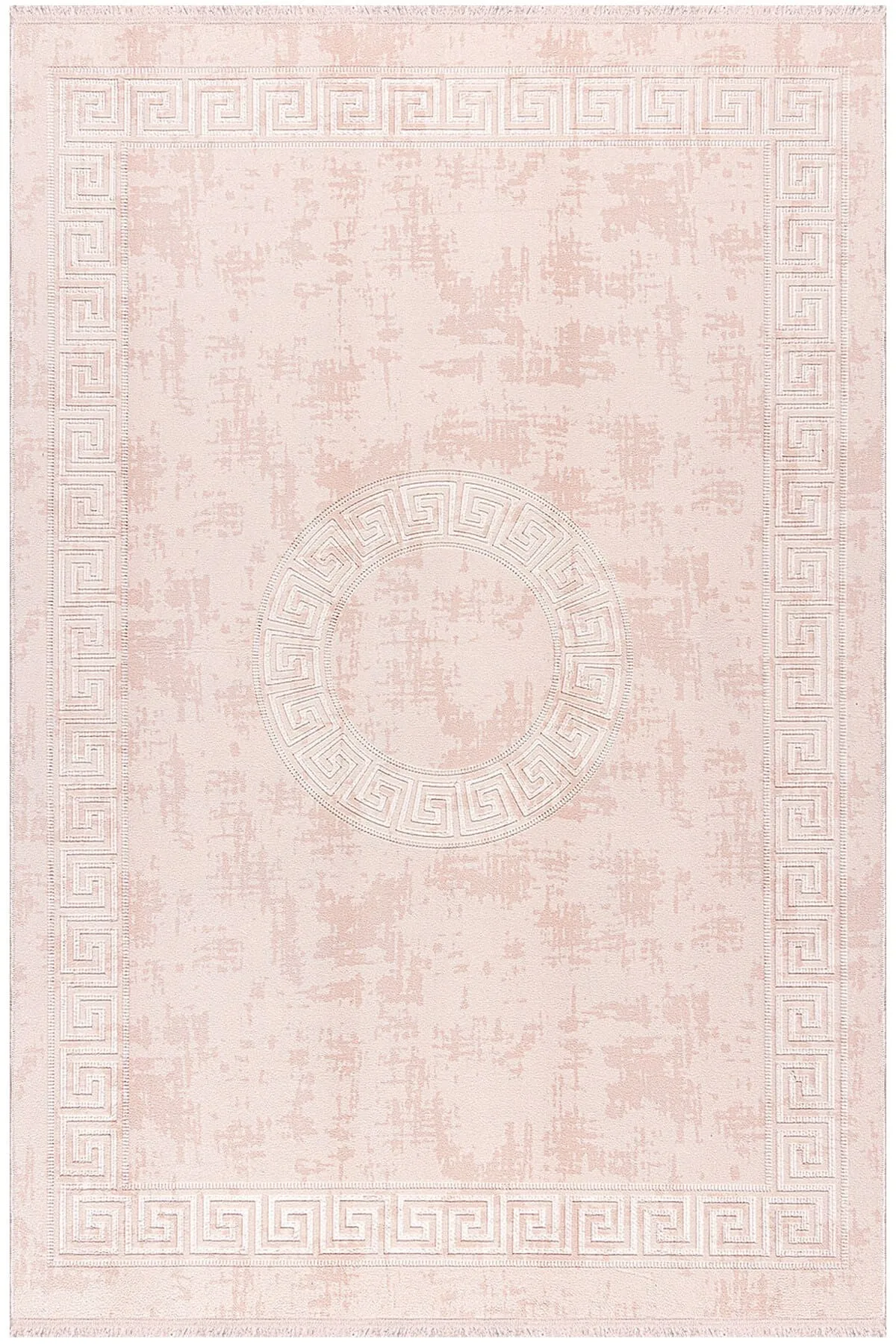 Rose Colored Roma Patterned Textured Woven Rug