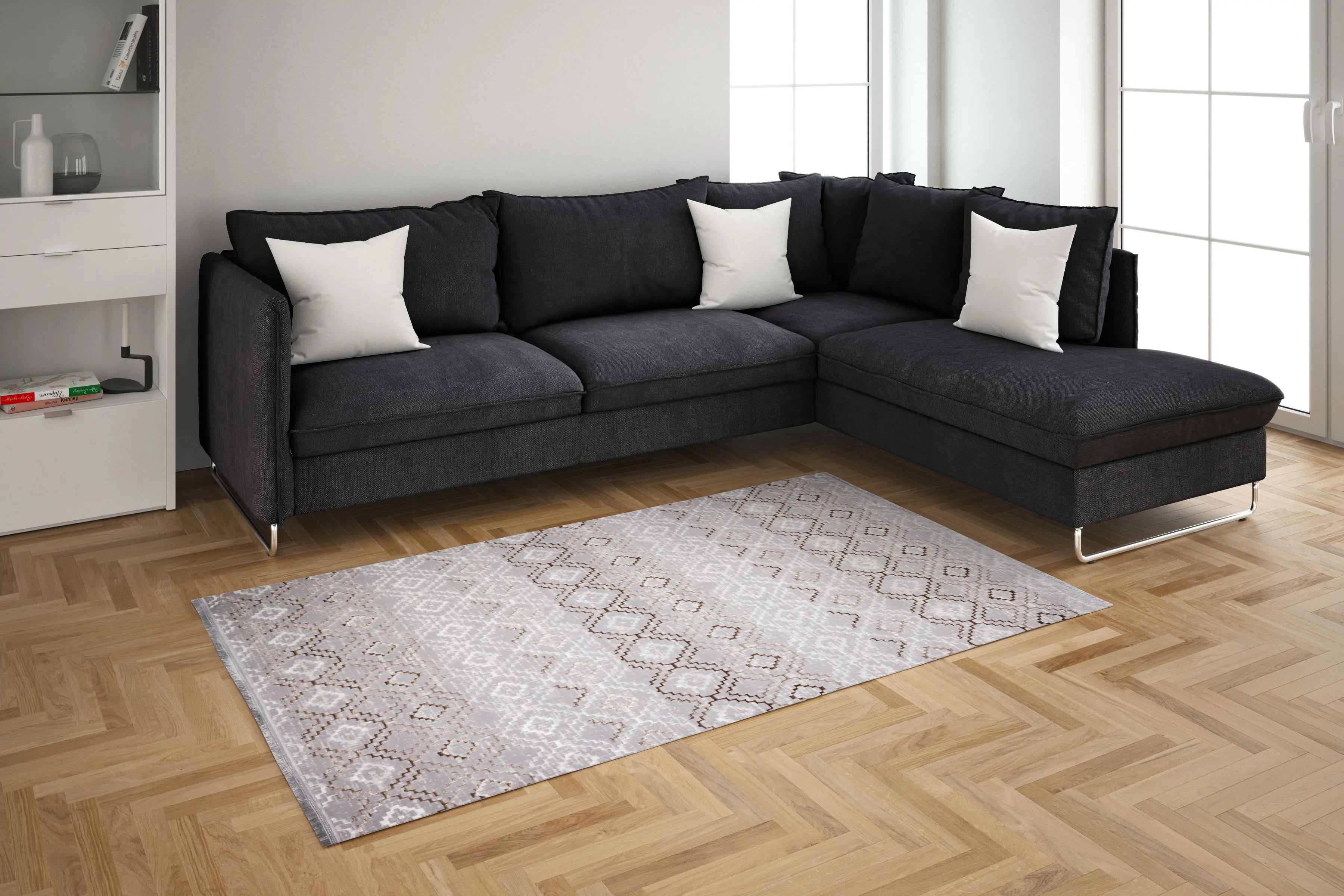 Sema Series Grey Rotating Fire non-slip bottom Machine Woven Carpet | 2014