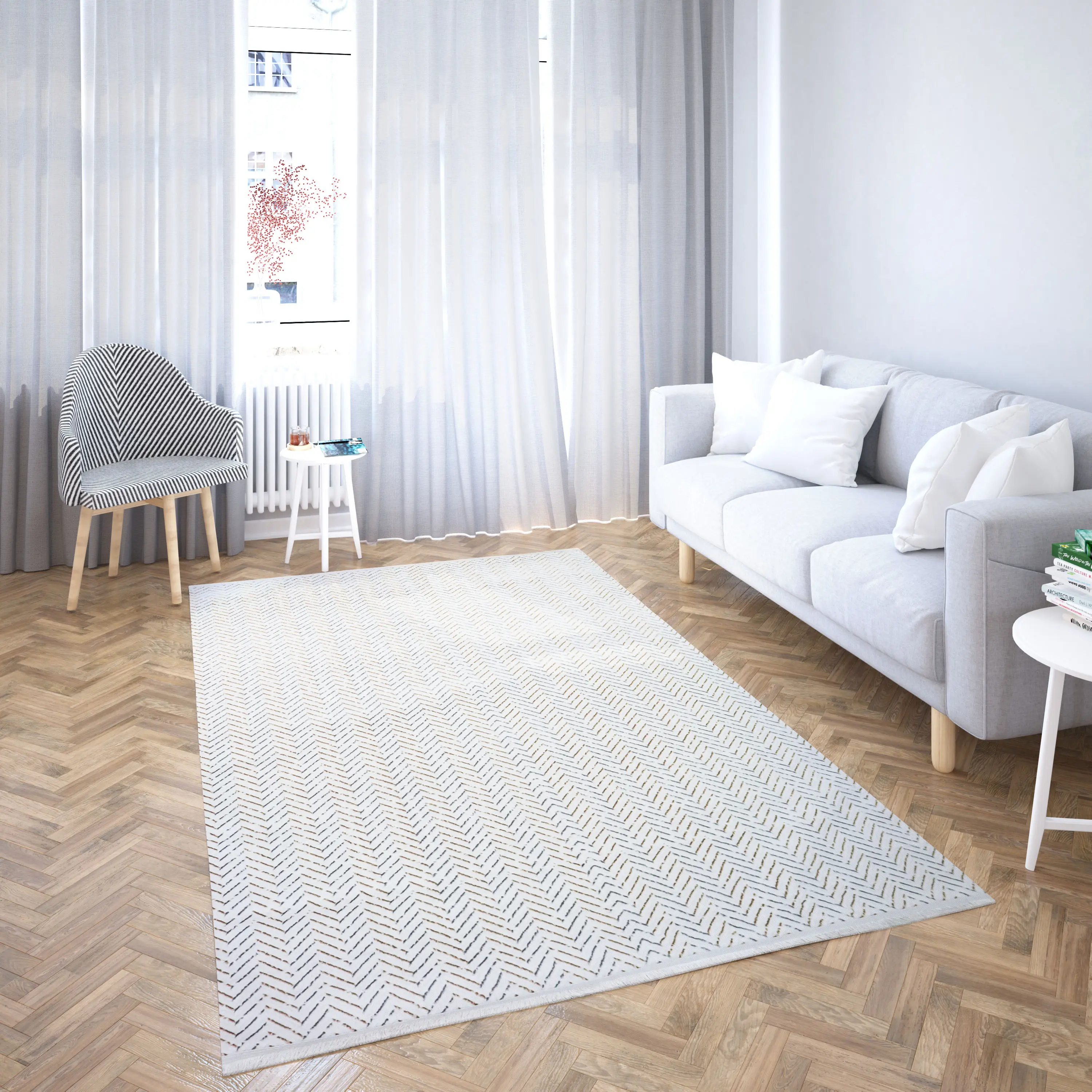 Sema Series Colorful Pattern Cream Fire Rotary non-slip bottom Machine Woven Carpet - 2001