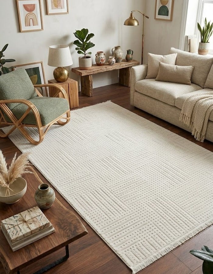 Silva Series Cream Beige Anti-Allergic Dust-Free No Pilling Minimal Texture Modern Carpet | LT538A