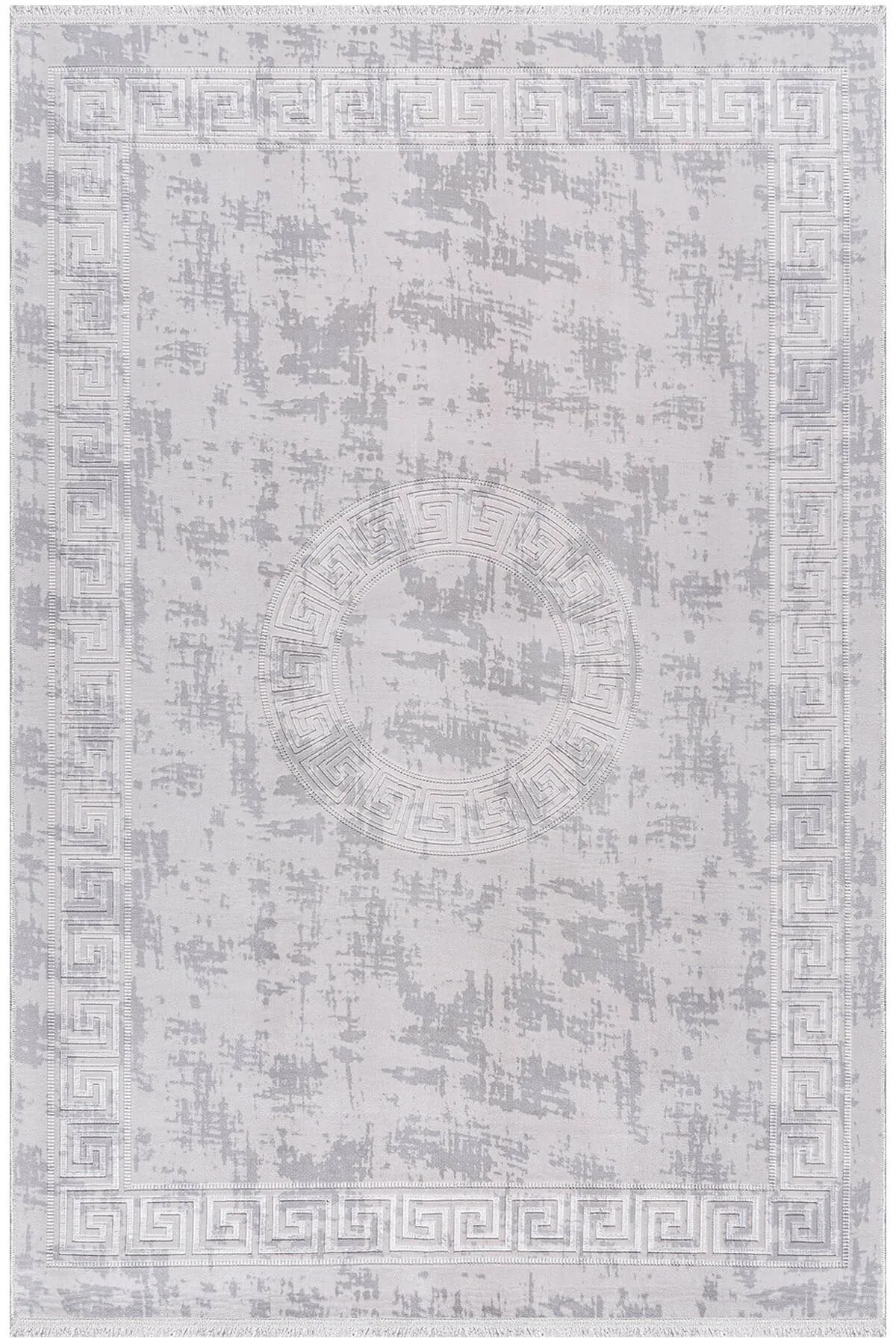 Silver Colorful Roma Patterned Embossed Woven Rug