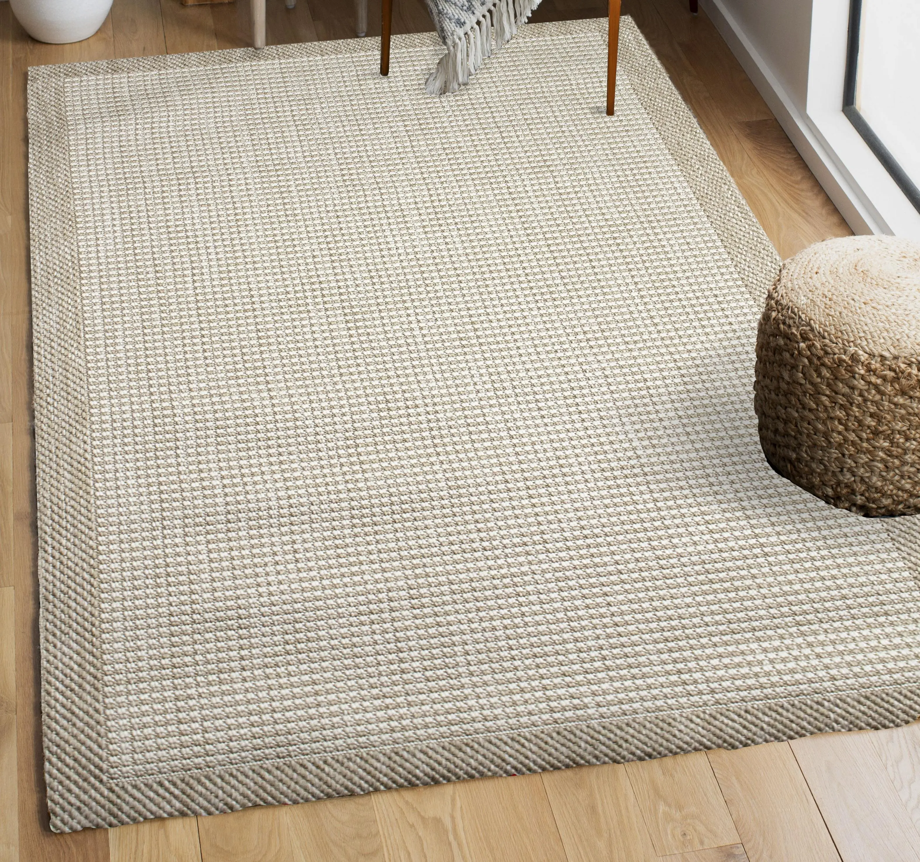 Sisal Series White Non-slip Washable Jute Woven Rug 4601 | Sultan Halı
