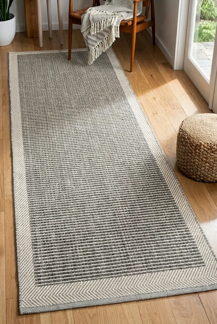 Sisal Series Grey Non-slip Washable Woven Jute Rug 4603 | Sultan Halı