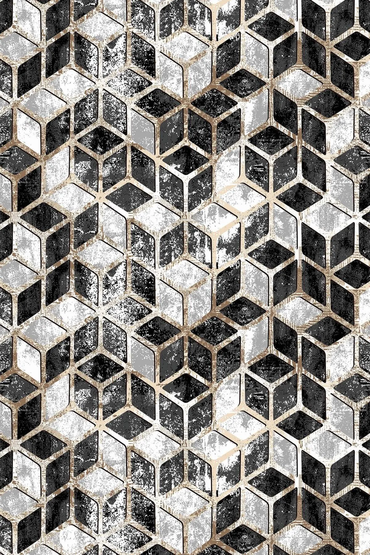 Washable Black Gold Non-Slip Rug