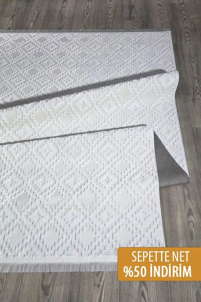 Stella White Colorful Glossy Decorative Rug