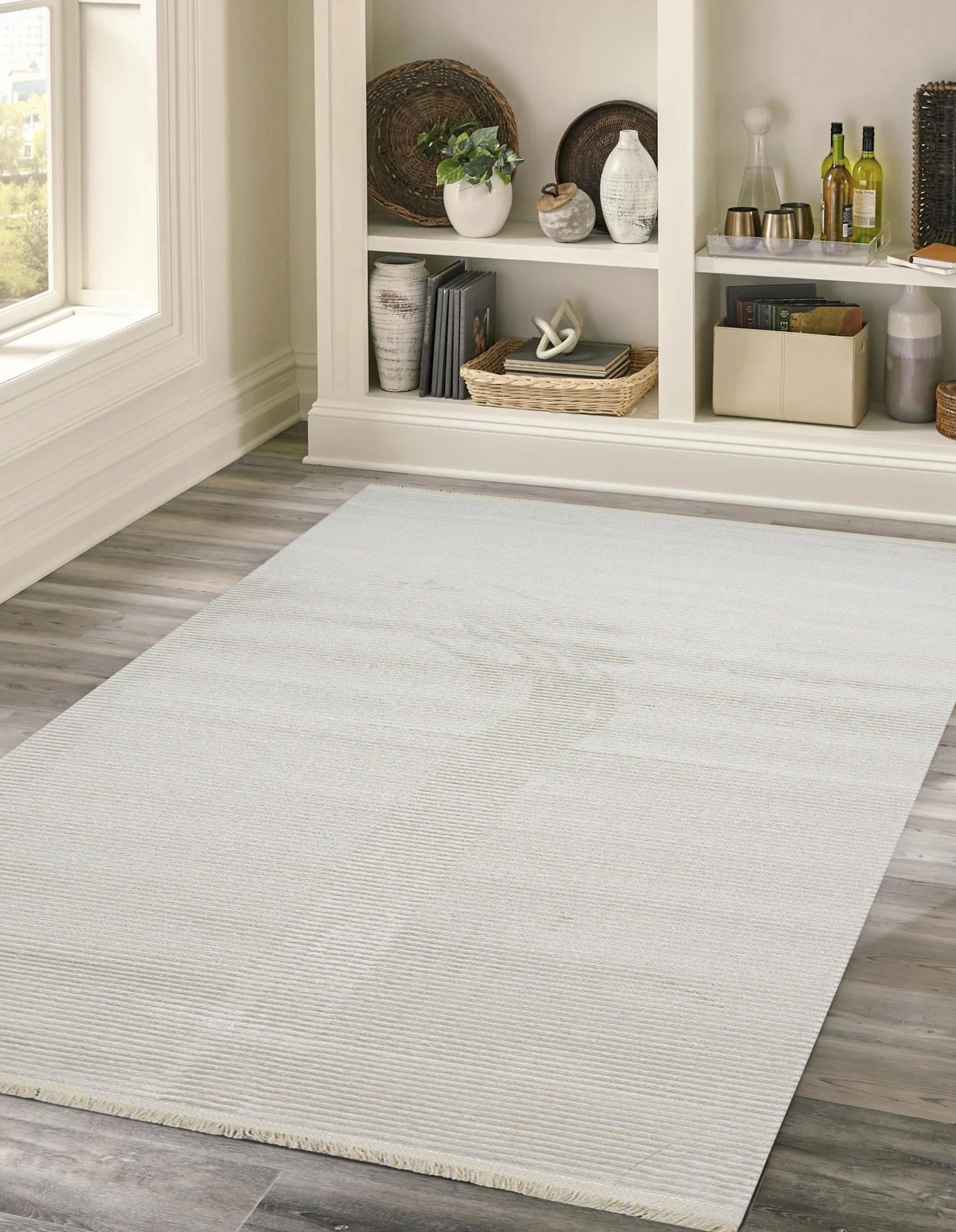 Sultan Asel Kumsal Modern White Acrylic Machine Woven Living Room Carpet - 11578