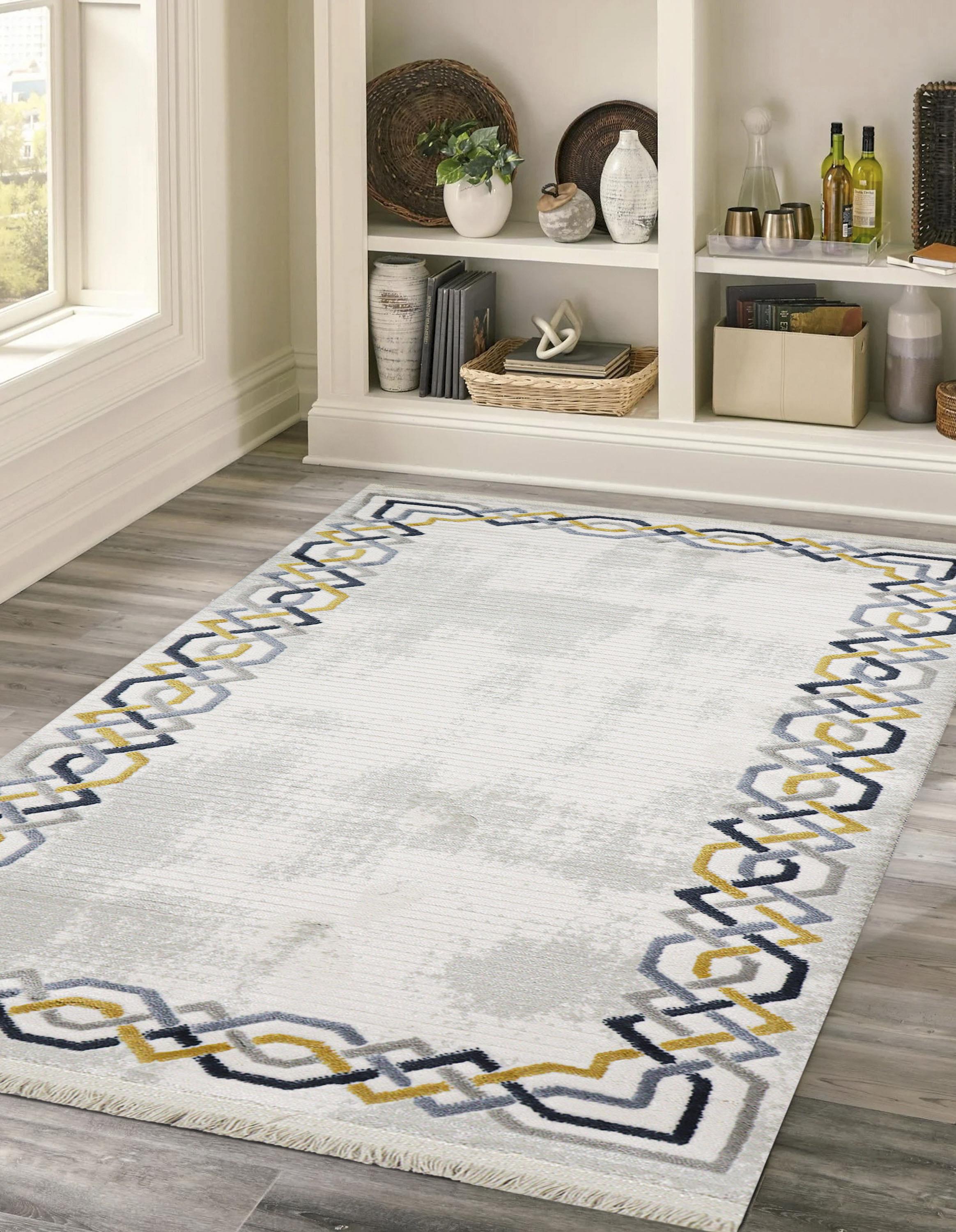 Sultan Asel Chain Pattern Modern Acrylic Machine Woven Living Room Carpet - 11575