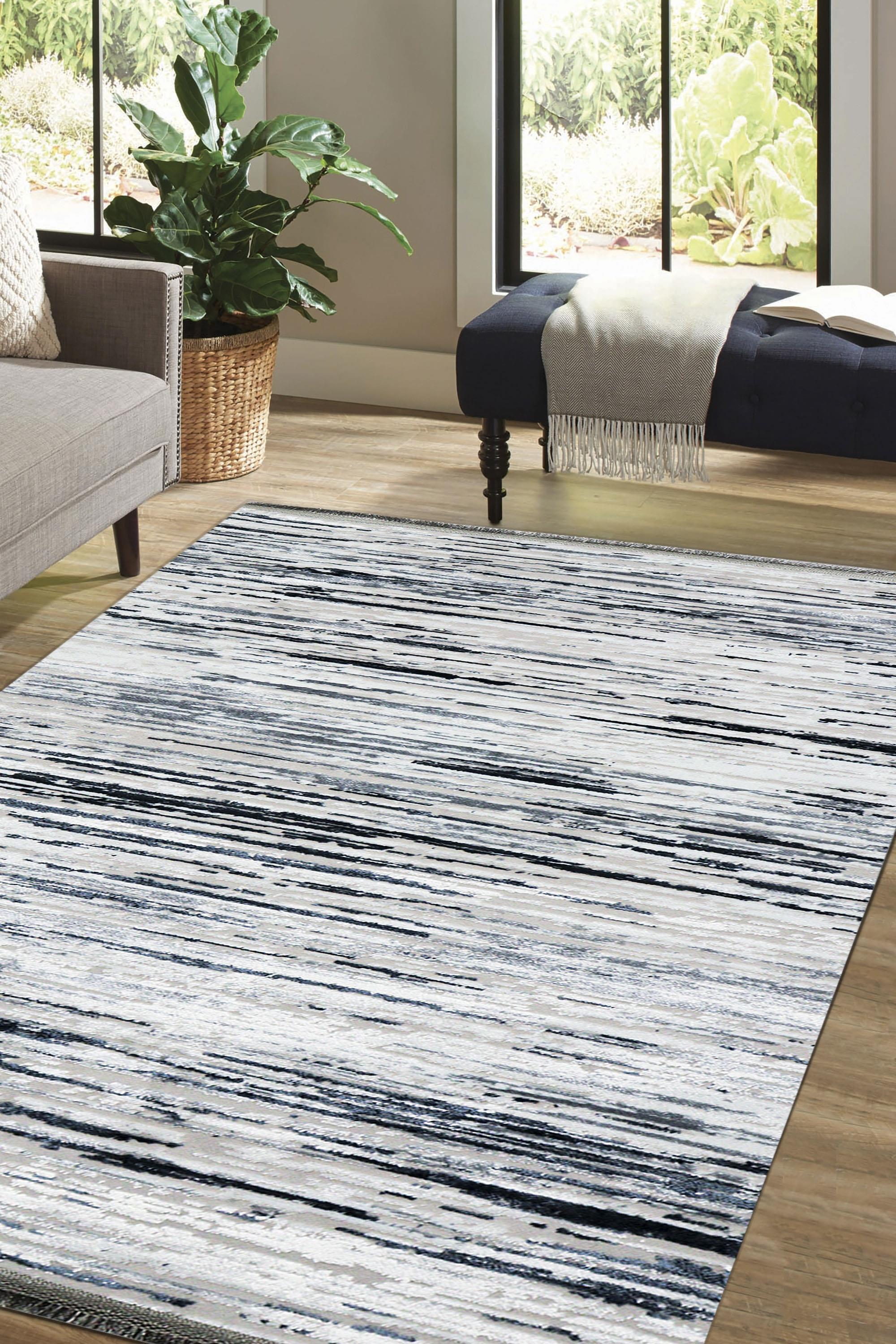 Sultan Mısra Series AQUA Modern Patterned Swirling non-slip bottom Machine Woven Rug