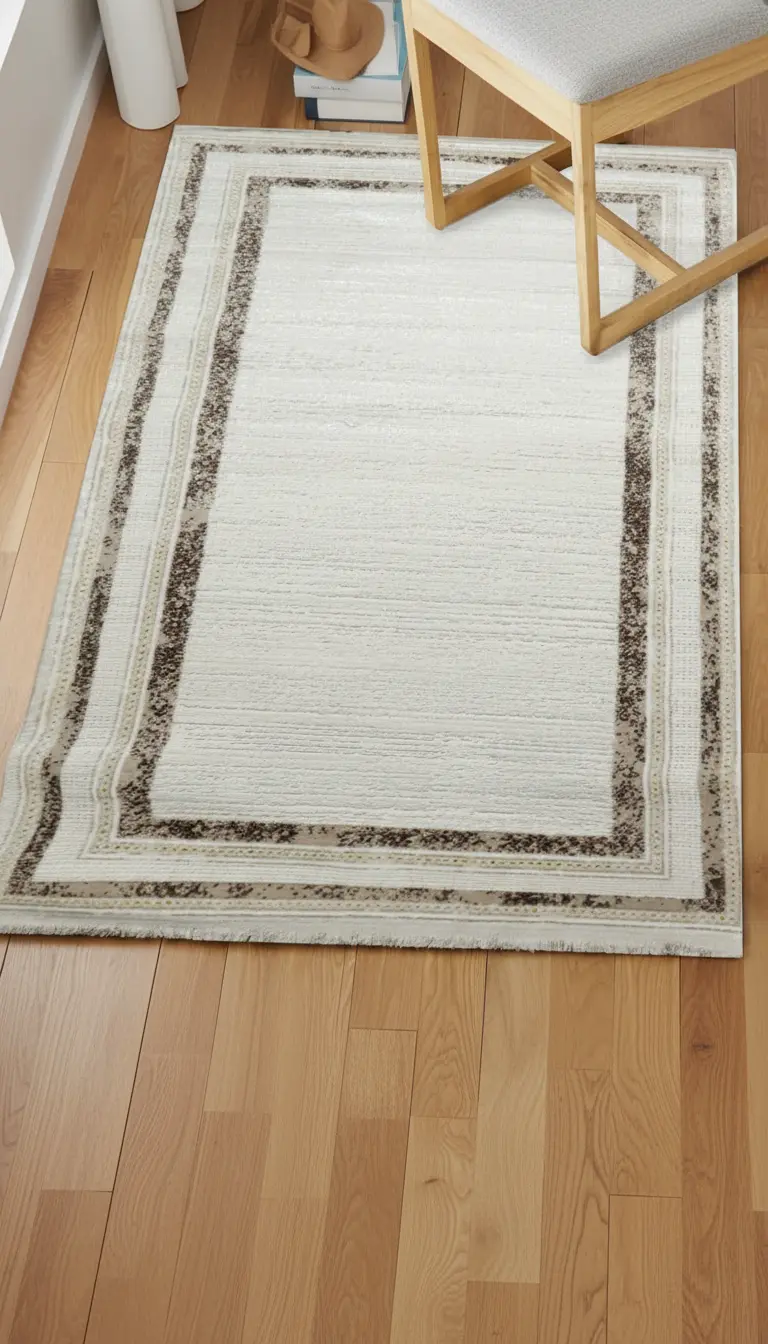 Sultan Serra Bordered Cream Modern Acrylic Machine Woven Living Room Carpet - 11310