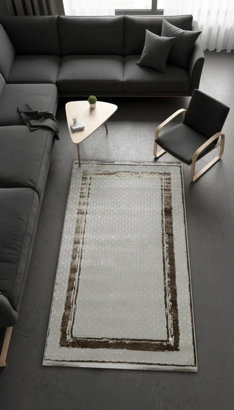 Sultan Zen Framed Pattern Taupe Modern Acrylic Machine Woven Living Room Carpet - 6601