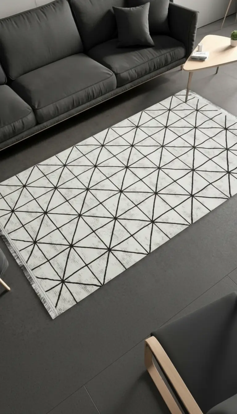 Sultan Zen Pyramid Pattern Cream Modern Acrylic Machine Woven Living Room Carpet - 6422