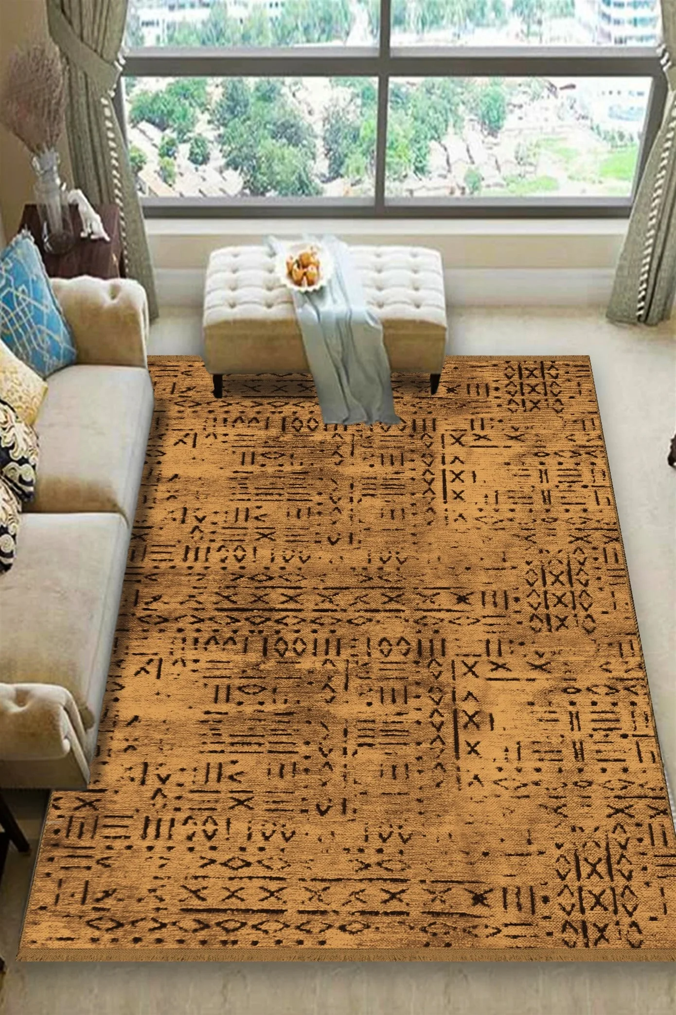 Vadi Şönil Modern Machine Woven Rug in Raw Ombre Color -8013