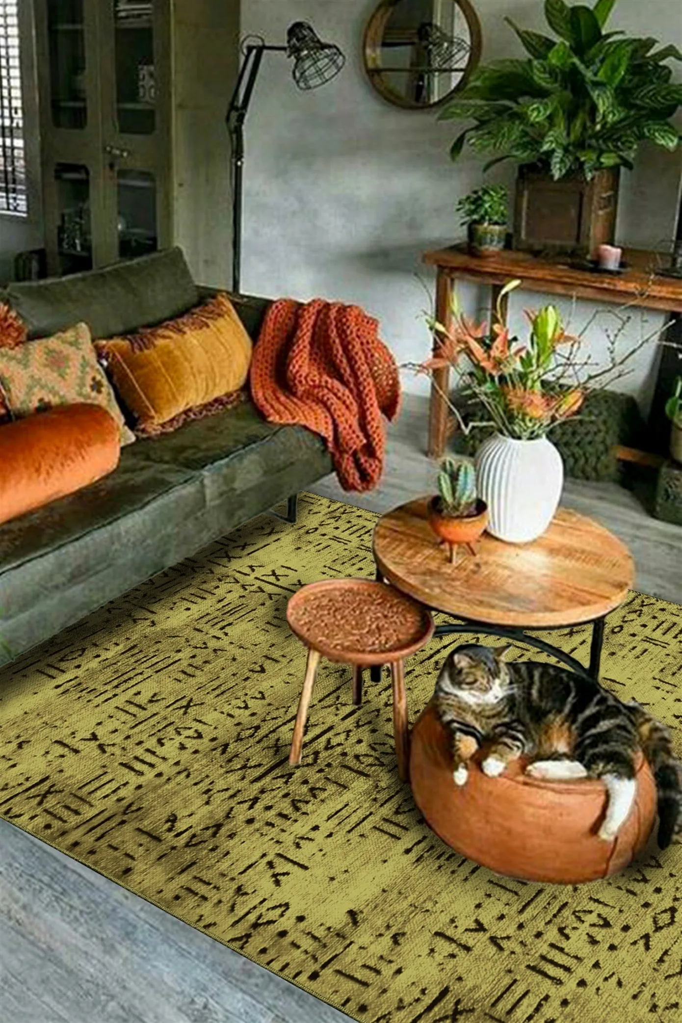 Vadi Şönil Modern Machine Woven Carpet - Khaki Color 8014