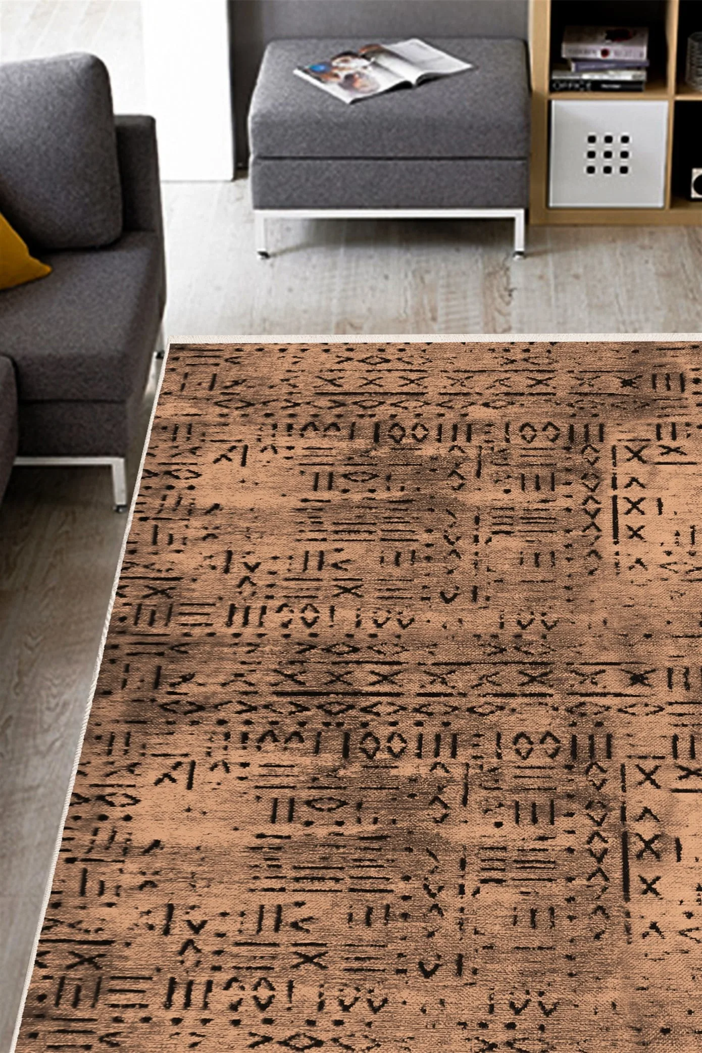 Vadi Şönil Coffee Colorful Modern Machine Woven Carpet-8011