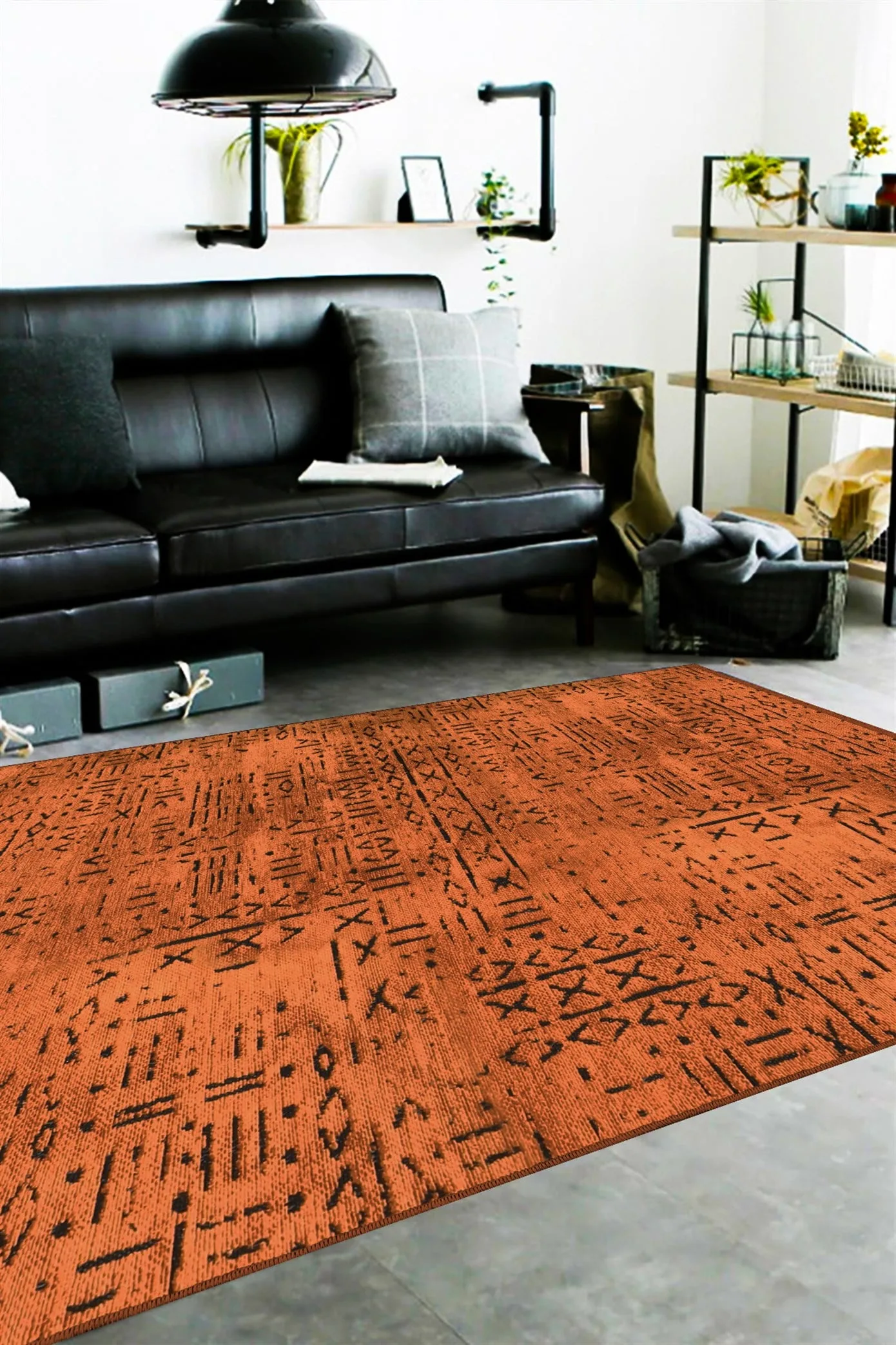 Vadi Şönil Maun Rengi Modern Makine Dokuma Halı-8010
