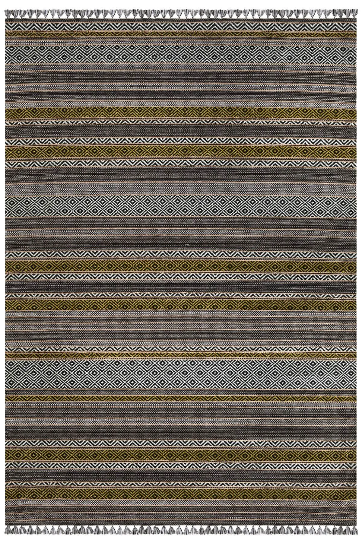 Green Non-Slip Washable Machine Woven Kilim
