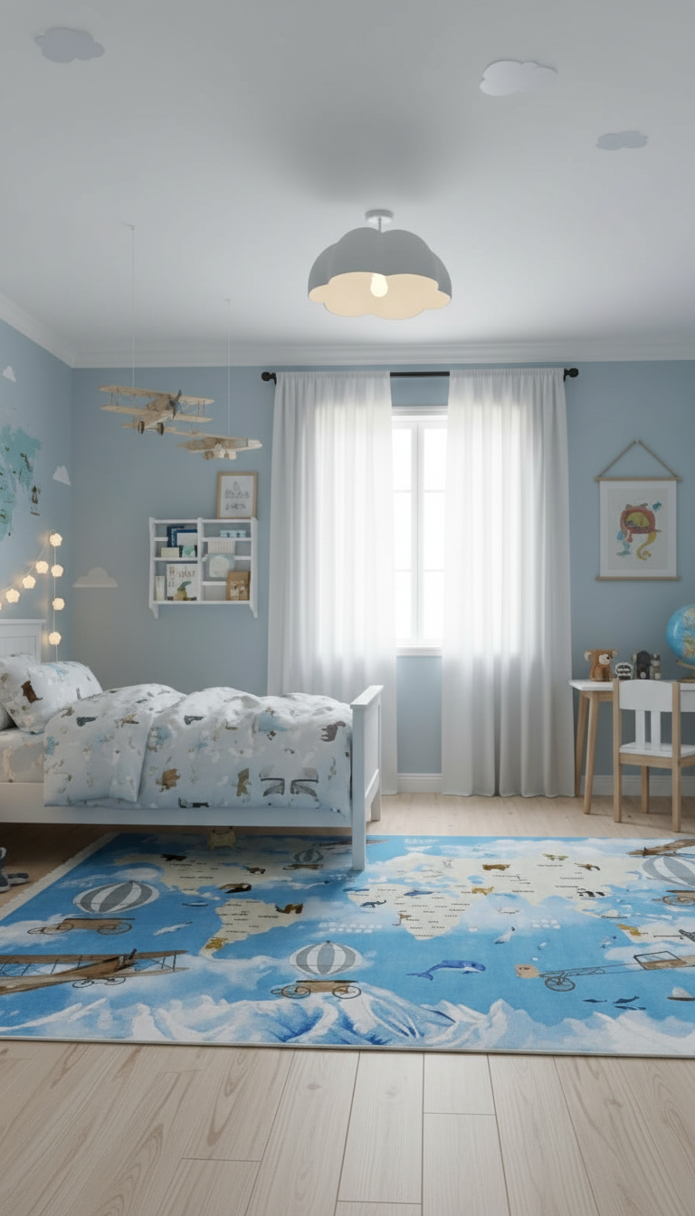 Zerda Children's Rug - World Map & Discovery Theme